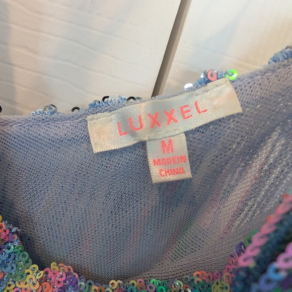 Luxxel Iridescent Fringe Sequin Mini Dress in Lavender - Picture 3 of 3